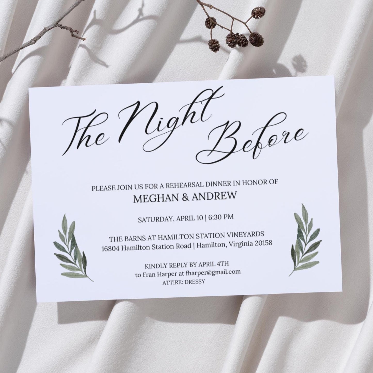 The Night Before Rehearsal Dinner Printed Invitation
