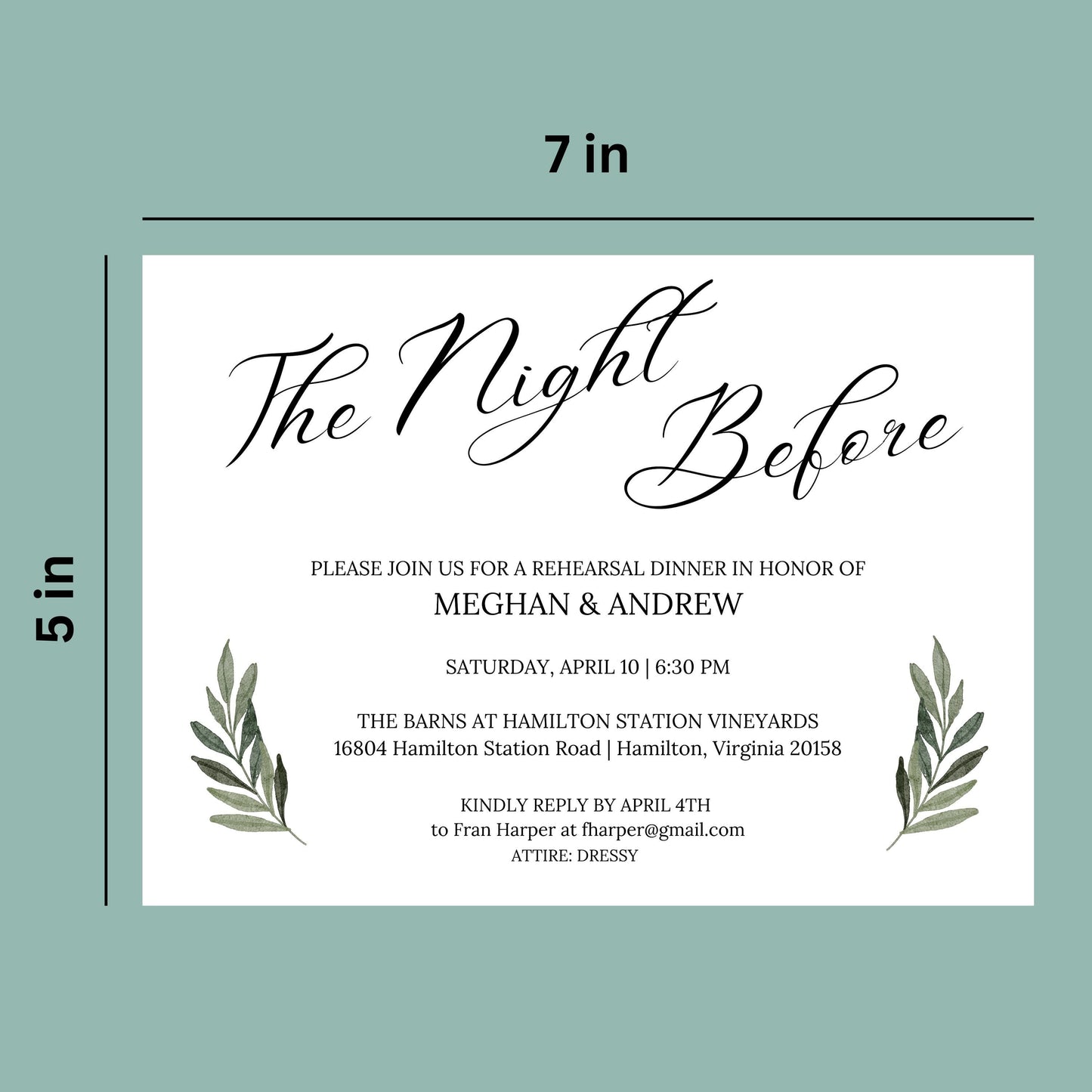 The Night Before Rehearsal Dinner Printed Invitation