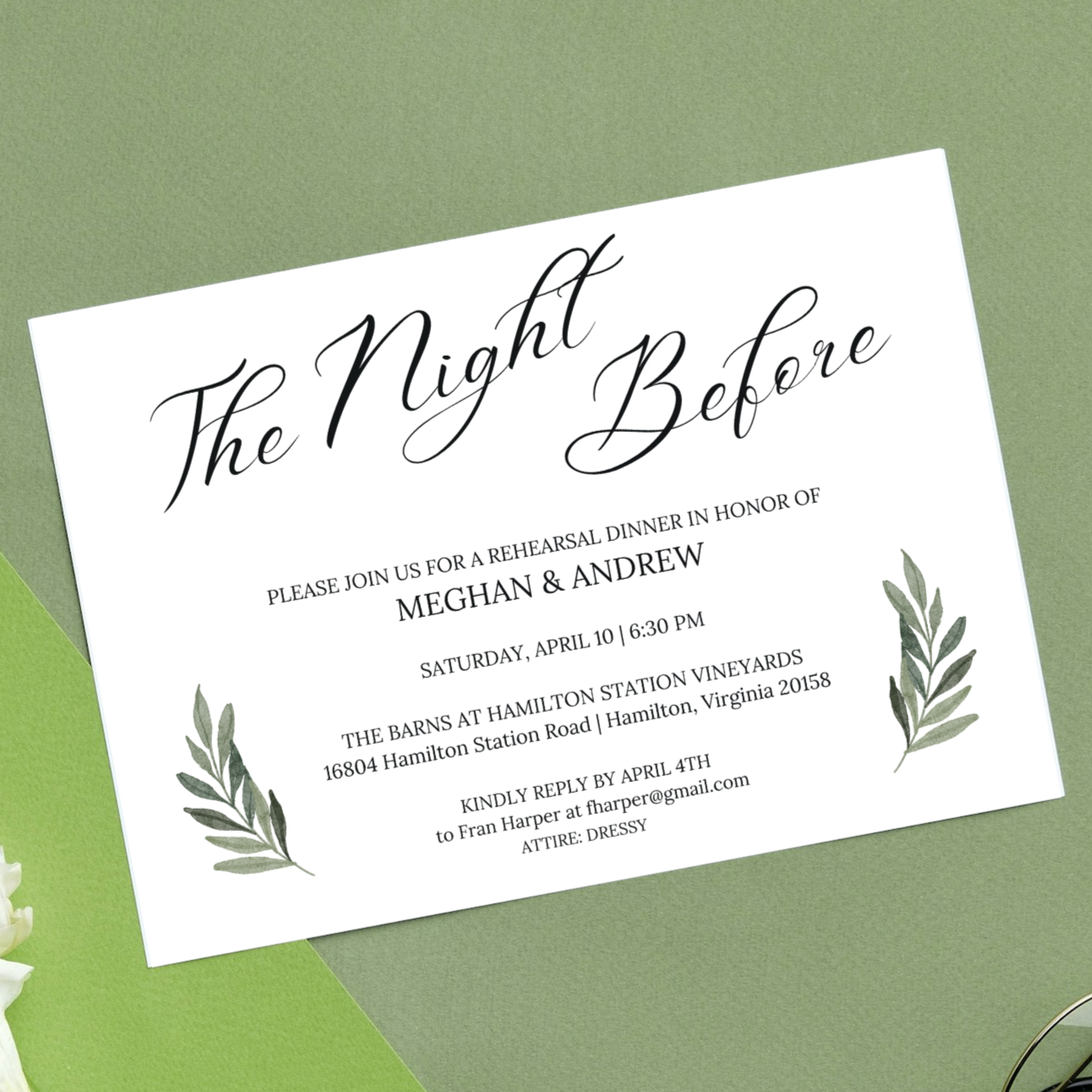 The Night Before Rehearsal Dinner Printed Invitation