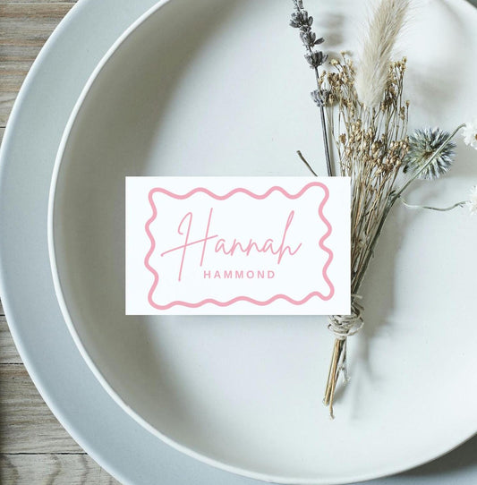 Wavy Border Bridal Shower Place Cards