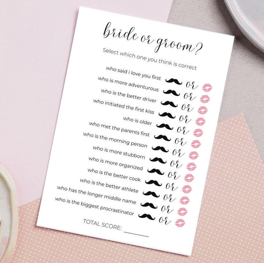 Guess Who Bride or Groom Engagement Party Game