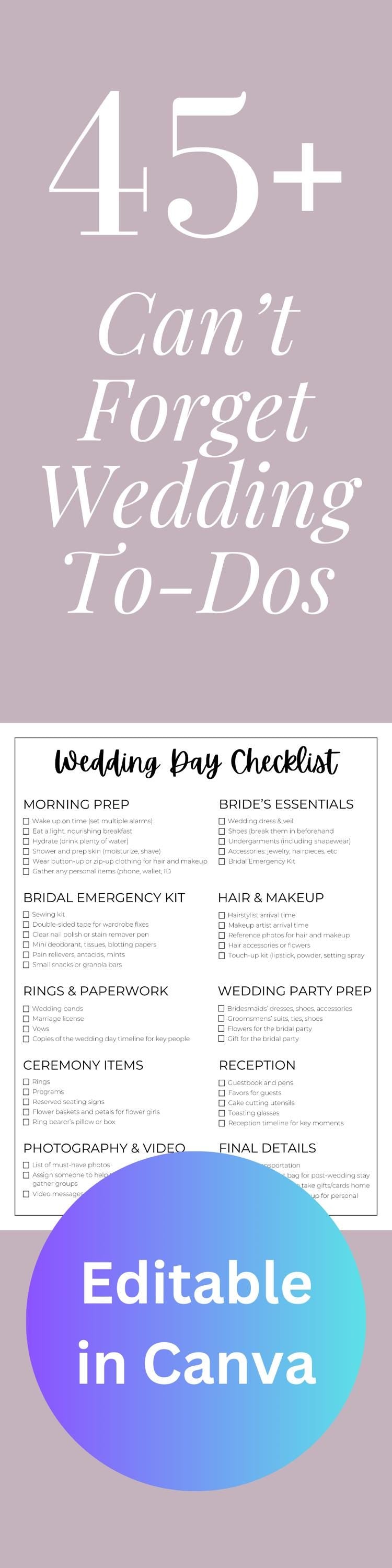 Digital Wedding Day Checklist