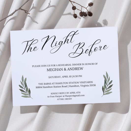 The Night Before Rehearsal Dinner Printed Invitation