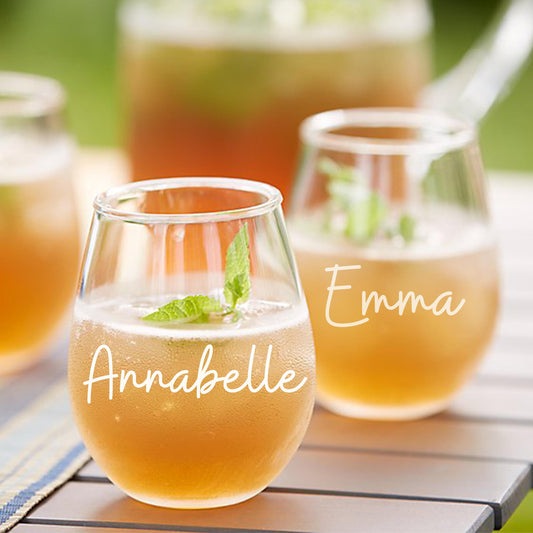 Customized Bridesmaid Stemless Wine Glass