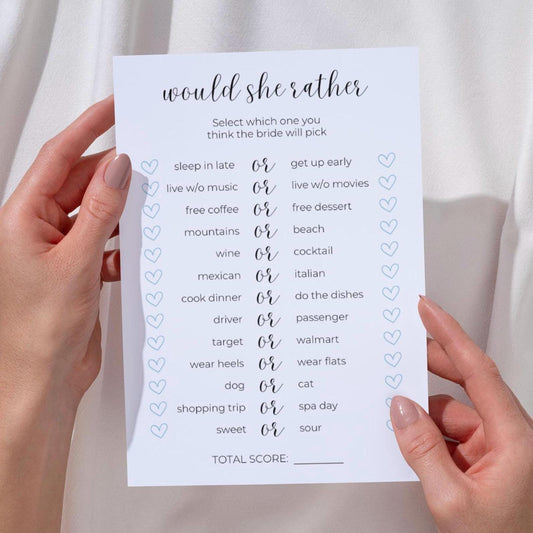 Would She Rather Bridal Shower Game